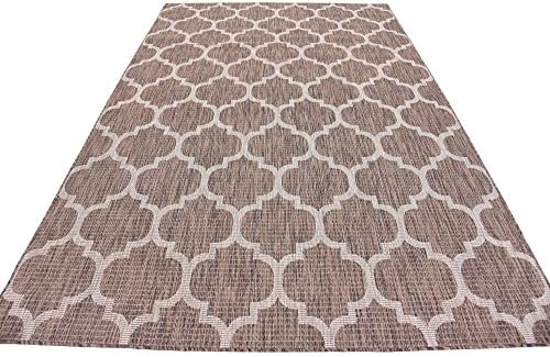 Unique Loom Outdoor Trellis Collection Area Rug (6' 1" x 9' Rectangle, Brown/ Ivory) - Image 6