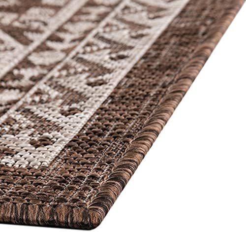 Rugs.com Outdoor Aztec Collection Rug – 6' x 9' Brown Flatweave Rug Perfect for Living Rooms, Large Dining Rooms, Open Floorplans - Image 5