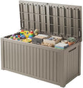 200 Gallon Outdoor Deck Box Waterproof, Large Storage Box for Patio, Resin Storage Bench Lockable for Garden Tools, Package Delivery, Grey by GraceYourYard