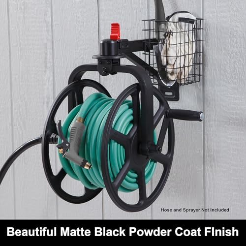 Liberty Garden Single Arm Navigator Hose Reel with Pull Up Latch, Black - Image 4