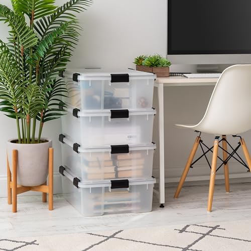 IRIS USA 4-Pack 41 Qt Storage Bins with Gasket Lids, Clear/Black - Image 6