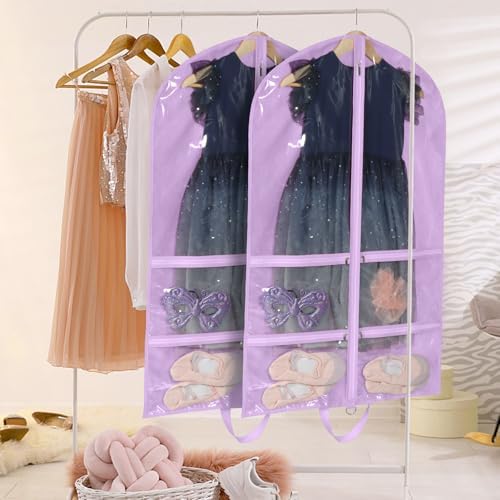 LOVEGRASS Kids Garment Bags for Dance with 4 Zipper Pockets, 6 Pack, Purple - Image 5