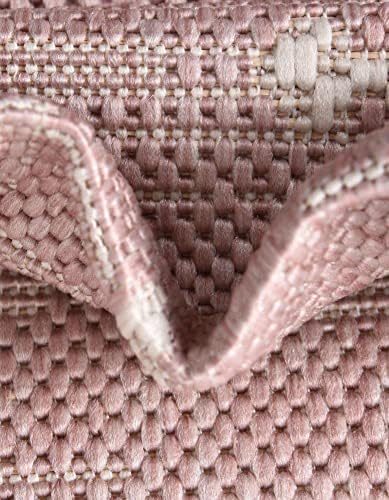 Unique Loom Outdoor Coastal Collection Area Rug - Ahoy (10' Square, Pink/ Ivory) - Image 6