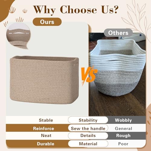 Baskets for Organizing,Storage Baskets,3 Pack Baskets for Shelfves,15"×10"×9" Woven Brown Basket,toy storage bins,bins for organization - Image 5