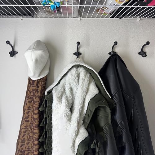 SKOLOO Black Cast Iron Wall Hooks - Farmhouse Style, Pack of 10, Dual-Direction Hanging Design - Ideal for Coat, Backpack, Towel - Perfect for Entryway, Mud Room, Bathroom Dry Area - Image 4