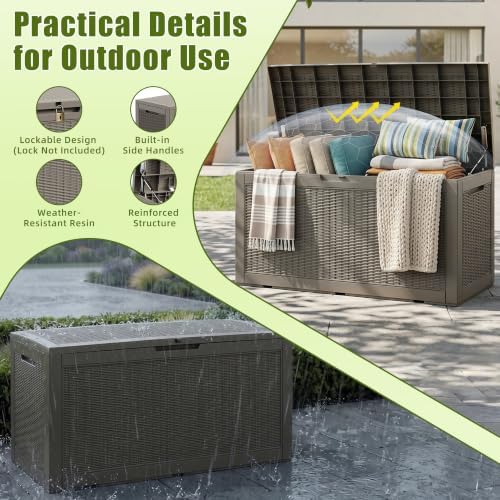 Vixzen 160 Gallon Deck Box, Waterproof Resin Outdoor Storage Box, Lockable - Image 3