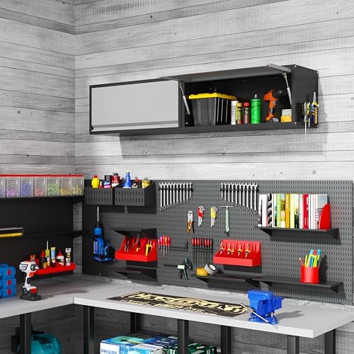 Garage Wall Cabinet, 13.8" H Metal Wall Cabinet with Up-Flip Door - Image 2