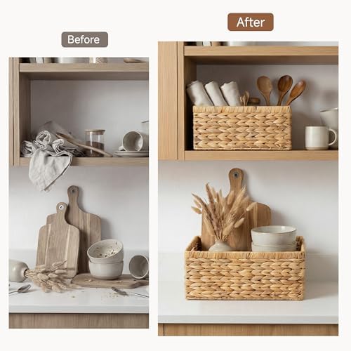StorageWorks Wicker Storage Baskets for Shelves, Hyacinth Baskets, 2-Pack - Image 6