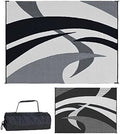 Stylish Camping Outdoor Patio / RV Camping Mat - Swirl (Black/White, 9-Feet x 12-Feet) by StylishCamping
