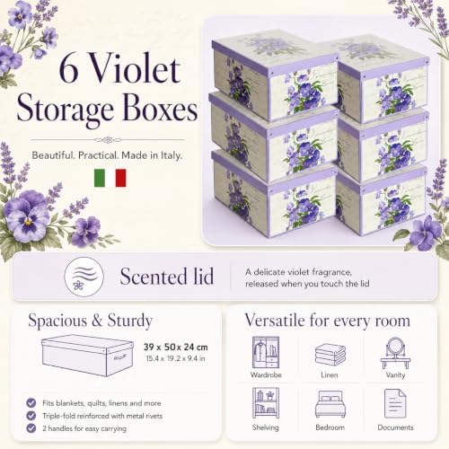Lavatelli – Set of 6 Violet Scented Decorative Wardrobe Organiser Boxes - Image 2