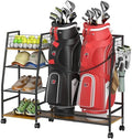 DAOUTIME Golf Bag Storage Rack for Garage with Wheels, Organizer for Golf Bag and Equipment Accessories, Golf Organizer Stand Ideal for Home, Garage, Club, Shed, Basement - Sturdy and Durable (Black) by DAOUTIME