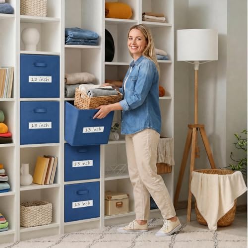 Storage Bins,13" Cube Storage Bin with Labels,10pcs,Navy Blue - Image 7