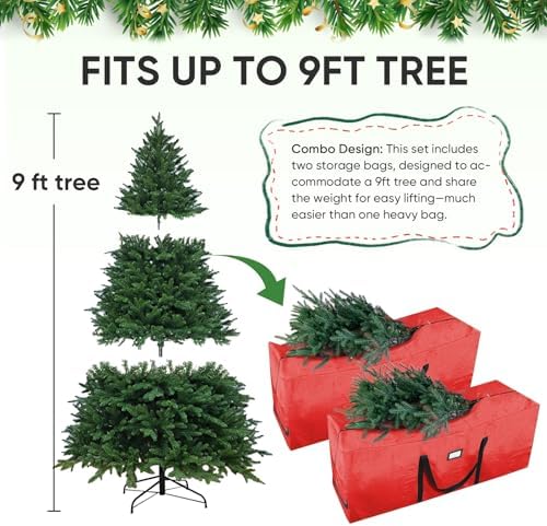 BALEINE 9 ft Christmas Tree Storage Bag, Heavy Duty Extra Large Artificial Christmas Tree Bag with Reinforced Handles and Dual Zippers Wide Opening (Transparent, 2PK Combo) - Image 2