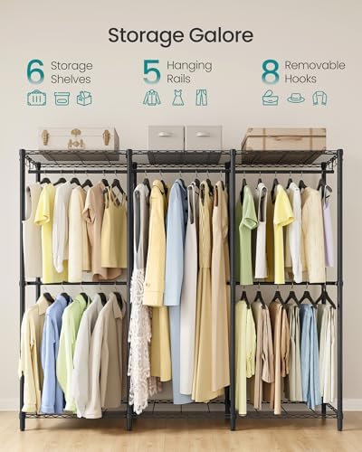 SONGMICS Clothing Rack, Heavy-Duty Garment Rack, Adjustable Storage Shelves - Image 3