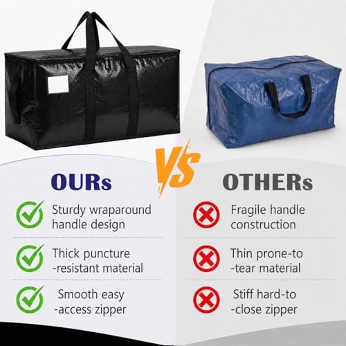 Songrey Extra Large Heavy Duty Moving Bags, 8 Pack, Black - Image 4