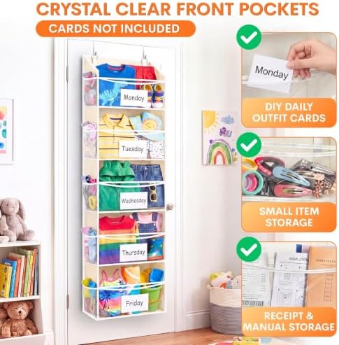 Ofiray-home 5Tiers Over Door Organizer, Weekly Clothes Organizer for Kids - Image 2