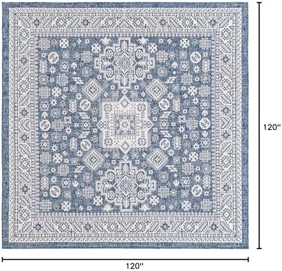 Rugs.com - Outdoor Aztec Rug – 10 Ft Square Blue Indoor/Outdoor Rug – Weather Resistant, Washable, Perfect for Patios and Decks - Image 2