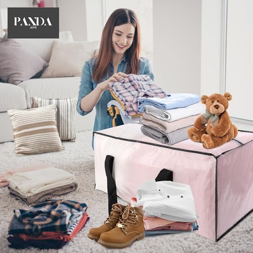 PANDA JOYS Extra Large Moving Bags with Zippers & Carrying Handles, Heavy-Duty Storage Tote for Space Saving Moving Storage, Fold Flat, Alternative to Box and Bin - 12 Pack, Semi-Transparent - Image 6