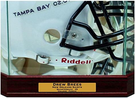 Football Helmet Display Case - Octagon with Sport Moulding (Cherry UV w Engraving) - Image 2
