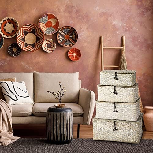 Woanger Set of 4 Wicker Baskets with Lids, White - Image 6