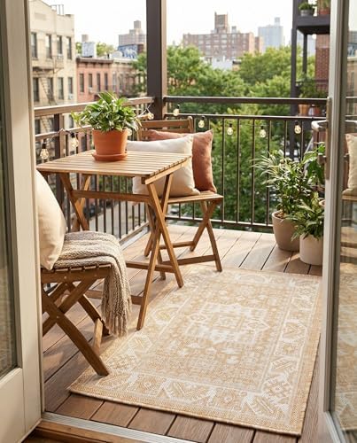 Rugs.com - Outdoor Aztec Rug – 2' x 3' 1 Natural Indoor/Outdoor Rug – Weather Resistant Flatweave, Perfect for Patios, Porches, and Entryways by Rugscom