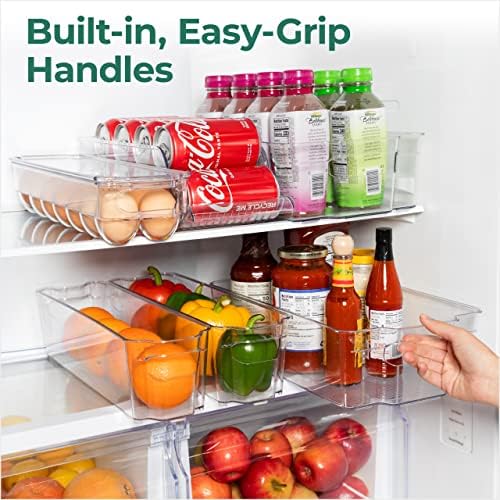 Greenco Refrigerator Organizers and Storage - Clear Fridge Organizer Bins Set, Shatterproof Plastic with Easy-Grip Handles, Stackable Kitchen Organization Solution for Home and RV - Set of 6 - Image 6