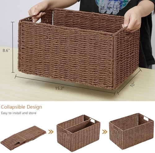 Vagusicc Large Wicker Storage Basket, Set of 2 Baskets for Organizing Brown - Image 2