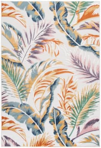 SAFAVIEH Cabana Outdoor Rug 5'1"x7', Ivory & Multi CBN452B - Image 4