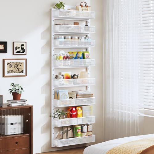 Pantry Door Organizers and Storage, 8-Tier Large Metal Heavy-Duty Frame Over the Door Spice Rack, 2 in 1 Wall-Mounted or Hanging shelf for Kitchen, Bathroom, Laundry Room, Bedroom, Closet &Nursery - Image 5