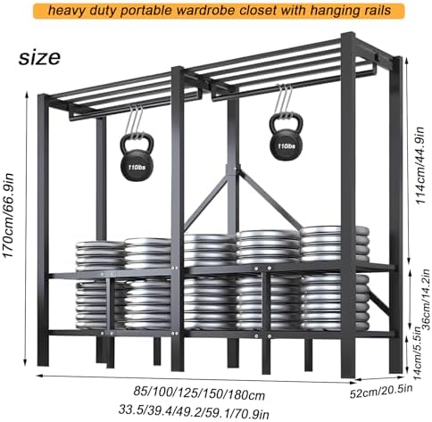74.8in Heavy Duty Foldable Wardrobe with Cover, Max Load 1200lbs - Image 2