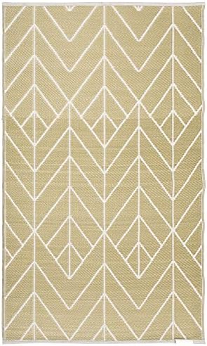 Fab Habitat Outdoor Rug - Waterproof, Fade Resistant, Crease-Free - Premium Recycled Plastic - Art Deco Geo - Porch, Deck, Balcony, Mudroom, Laundry Room, Patio - Sydney - Gold & Cream - 3 x 5 ft - Image 4