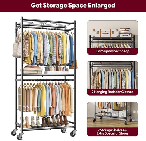 Simple Trending Clothes Rack, Clothing Rack, Portable Closet, Black - Image 5