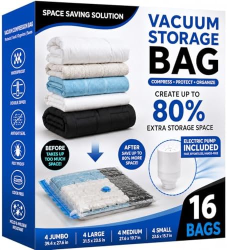 16 Jumbo Vacuum seal bags for clothing travel,comforter vacuum storage bag by Unknown