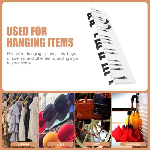 Vosarea Wall-mounted Coat Hook,Piano Shape Artistic Coat Rack Heavy Duty Wooden Entry Hanging Coat Hat Clothes Holding Rack 22.8inch - Image 7