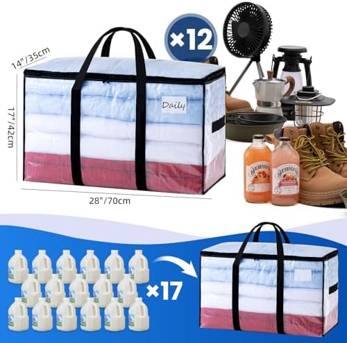 TAILI 12 Pack Clear Extra Large Moving Bags,Storage Bag with Visible Window - Image 6