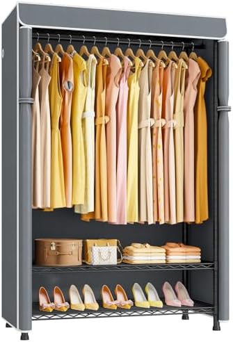 ULIFHOME H5C Plus Clothes Rack with Cover, Covered Clothing Rack Heavy Duty by UlifHome