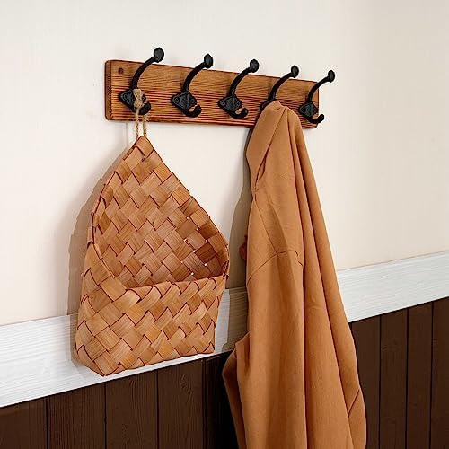 WEBI Rustic Coat Rack Wall Mount,5 Cast Iron Coat Hooks Wall Mounted,Heavy Duty Antique Vintage Hooks for Hanging Coats,Jacket,Clothes,Brown,2 Packs - Image 2