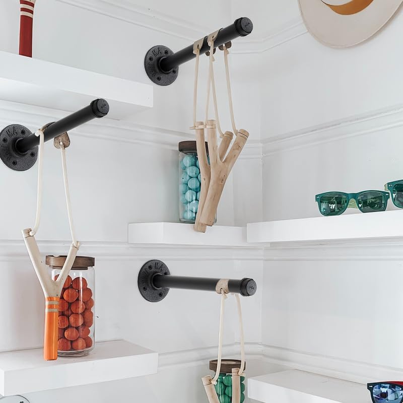 10 Inch Black Industrial Pipe Floating Clothing Rack Wall Mounted, 6 Pack - Image 6