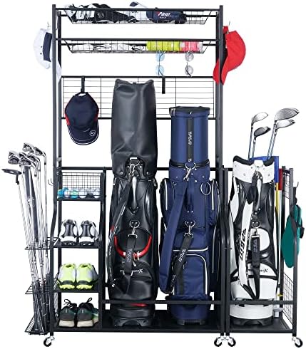 Mythinglogic Golf Bag Storage Organizer with Club Rack for Garage by Mythinglogic
