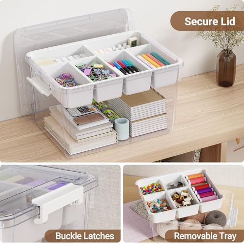 40Qt Stackable Storage Bin with Lid Tray Craft Box Organizer, 1Pack,WH - Image 3
