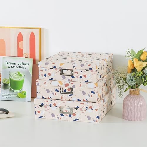 Soul & Lane - Cardboard Storage Boxes with Lids, Set of 3, Terrazzo - Image 4