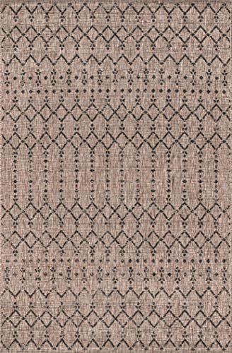 Eyely Moroccan Woven Area Rug 8X10 Natural/Black, Indoor Outdoor Rug - Image 3