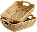 StorageWorks Hand-Woven Storage Baskets with Wooden Handles, Water Hyacinth Wicker Baskets for Organizing, 2 Pack by StorageWorks