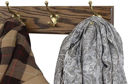 Solid Oak Coat Rack with Solid Brass Hat and Coat Style Hooks - Made in The USA (Walnut, 30.5" x 3.5" with 6 Hooks) - Image 3