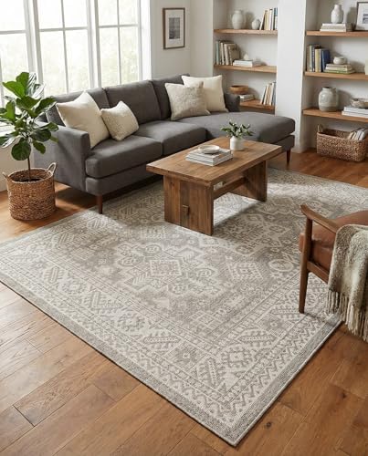 Rugs.com - Outdoor Aztec Rug – 6' 1 x 9' Light Gray Indoor/Outdoor Rug – Easy-Clean and Weather-Resistant, Perfect for Patios, Decks, and Porches - Image 4