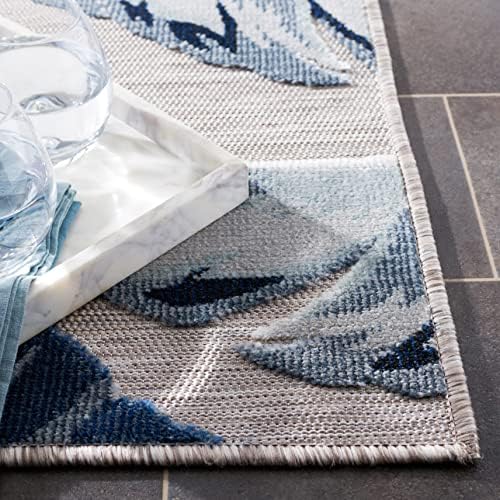 SAFAVIEH Washable Rug Outdoor Cabana Collection - 6'5" x 9'6", Beige & Navy, Non-Shedding & Easy to Clean, Ideal for Patio, Backyard, Mudroom (CBN452F) - Image 4