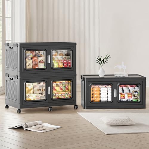BROVIEW 660 Qt/165 Gal Stackable Storage Bins with Lids, 3 Pack, Black by BROVIEW-EnjoytheArtofLife