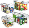 Plastic Storage Bins with Lids Stackable organization and Storage Containers for Organizing Snacks, Crafts, Tools Clear Storage Box with Latching handle(Clear, 2PCS-4.5QT 2PCS-8.5QT) by MAGDESIGNER