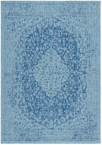 SAFAVIEH Washable Rug Outdoor Courtyard Collection - 8' x 10', Navy & Aqua Blue, Non-Shedding & Easy Cleaning, Ideal for Patio, Backyard, Mudroom, DIning Space (CY8720-39421) - Image 3