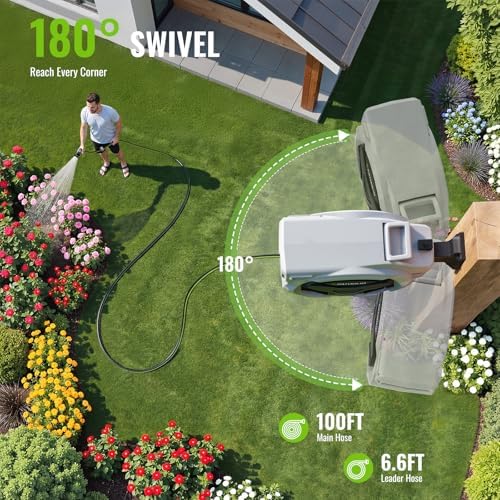 100 FT x 1/2 Inch Retractable Garden Hose Reel for Garden Watering - Image 4